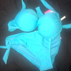 Bikini Under wire push up turquoise